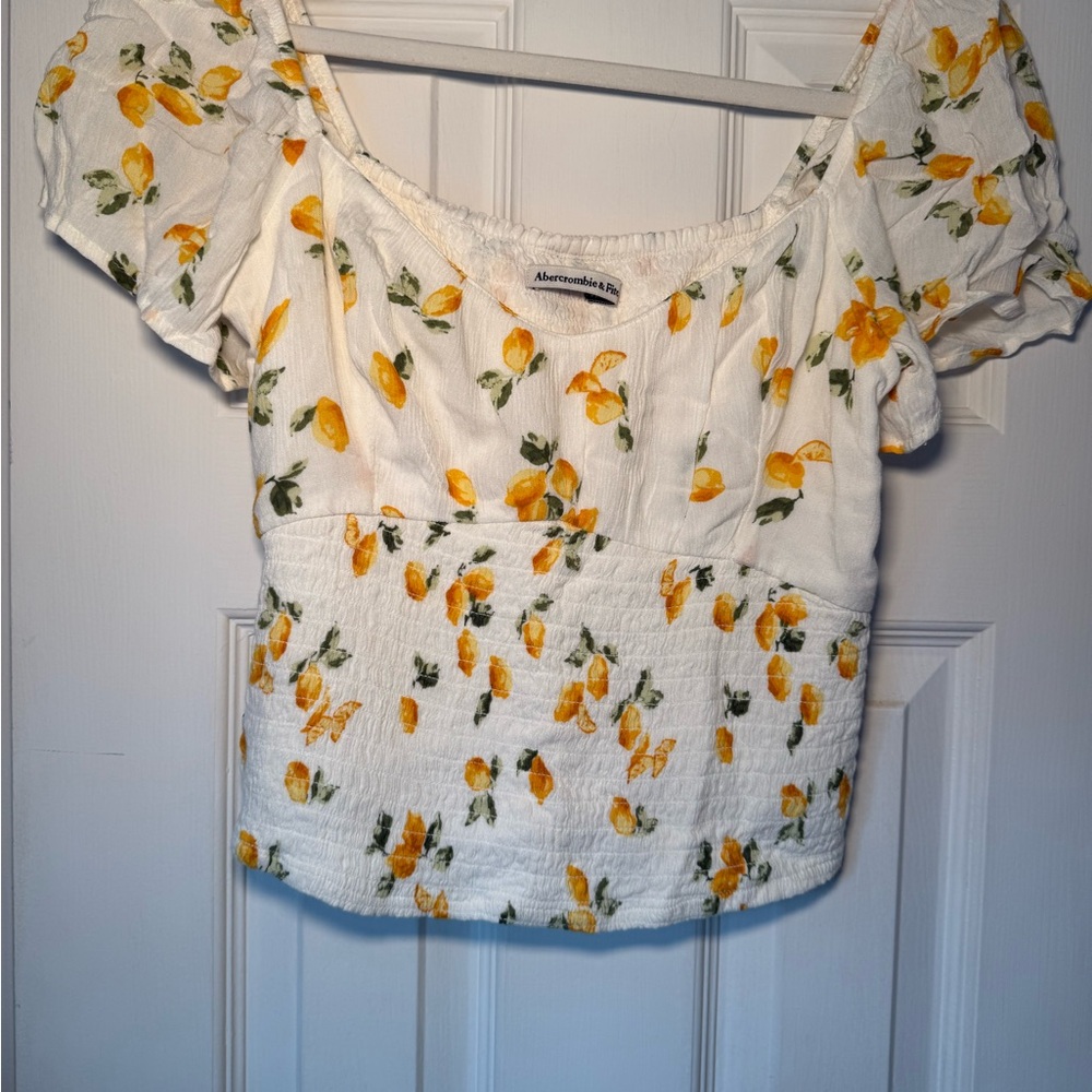 White and Yellow Lemon Women's Top